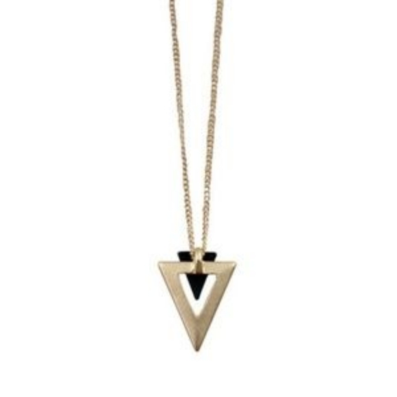 Black and Gold Triangle Necklace - Picture 4 of 8